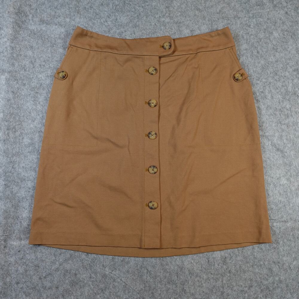 J. Jill Skirt‎ Womens Medium Ponte Pencil Mini Button Brown Military Western